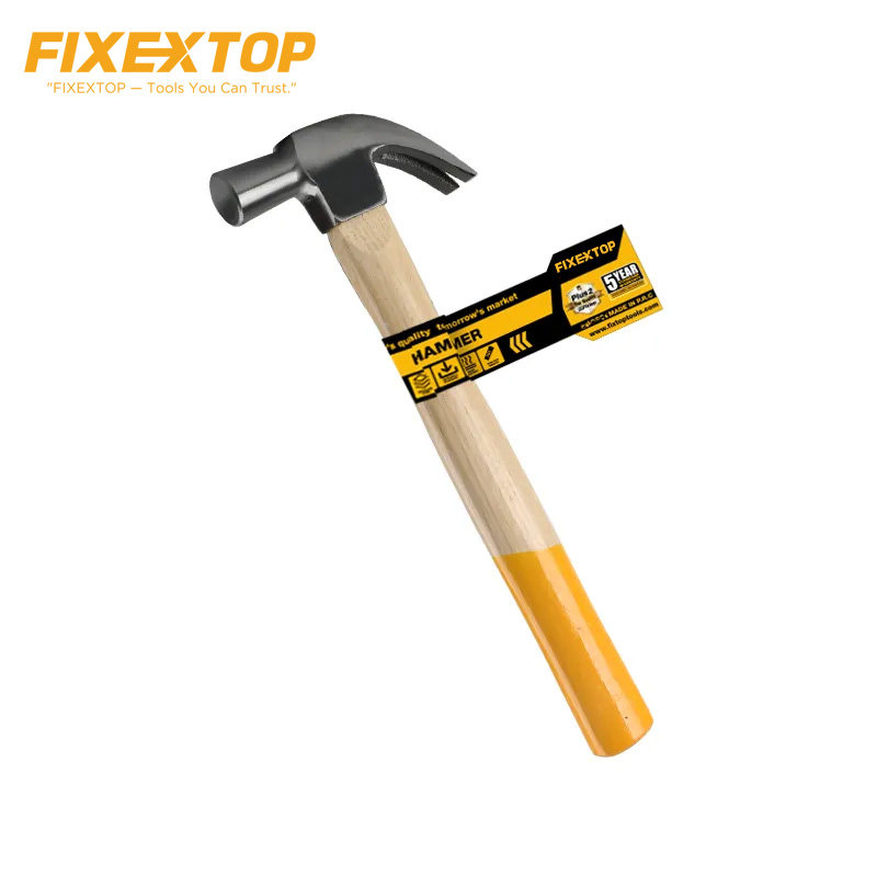 English straight top claw hammer with yellow lacquer wood handle